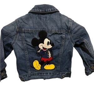 Gap Disney Girl Boy Mickey Mouse Blue Button Down Pockets Jean Denim Jacket Sz 3
